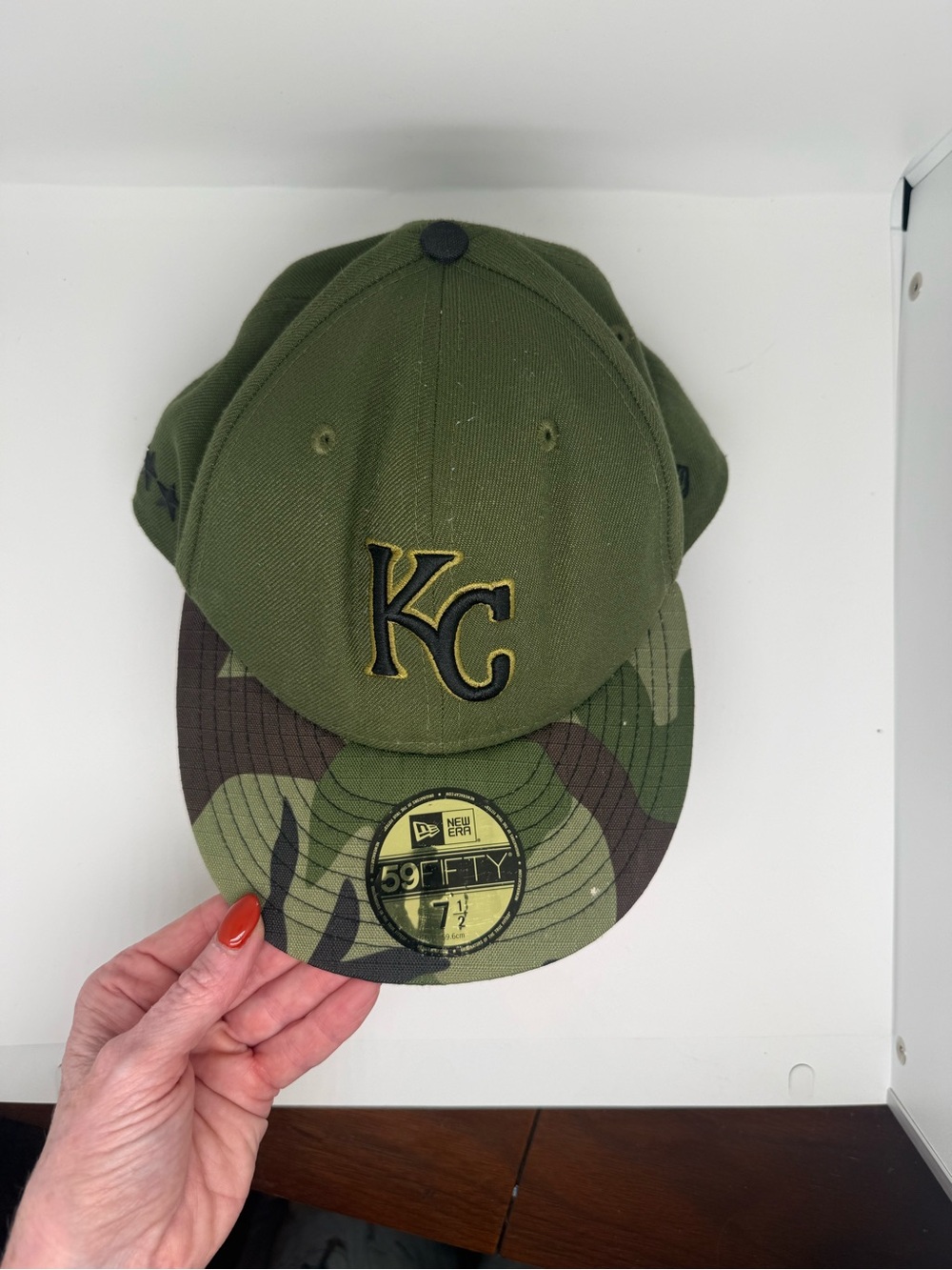New Era Mens KC Royals Olive & Camo Fitted Hat